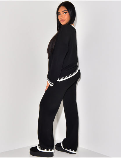 Ensemble pantalon et pull en laine